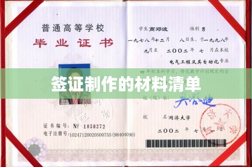 名山签证制作的材料清单
